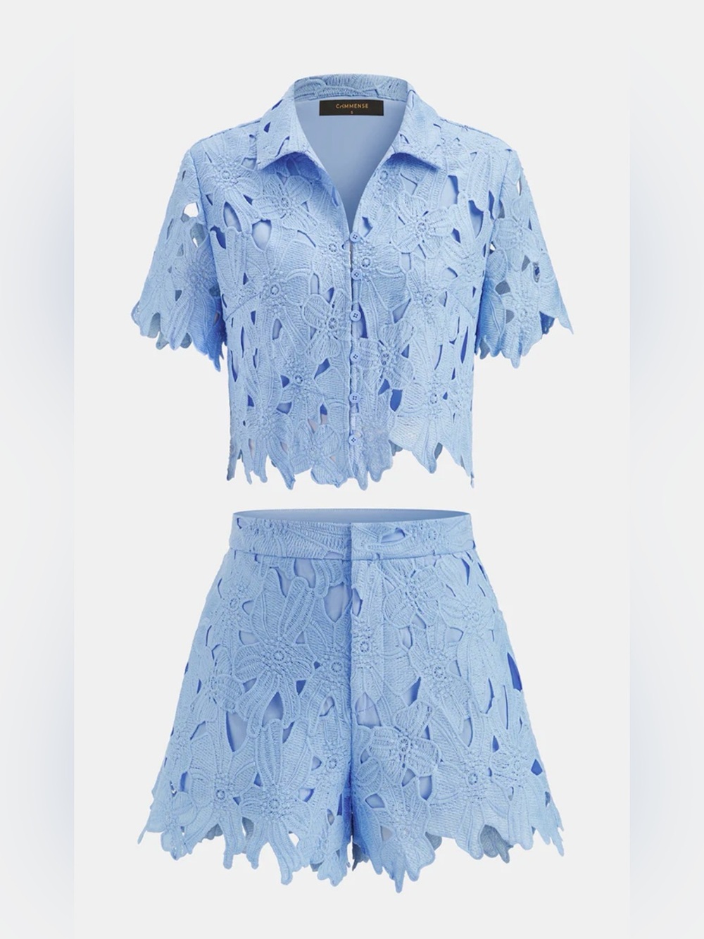 NWT Commense Light Blue Cut out Button-Front Top and Shorts set - XS - Picture 3 of 7